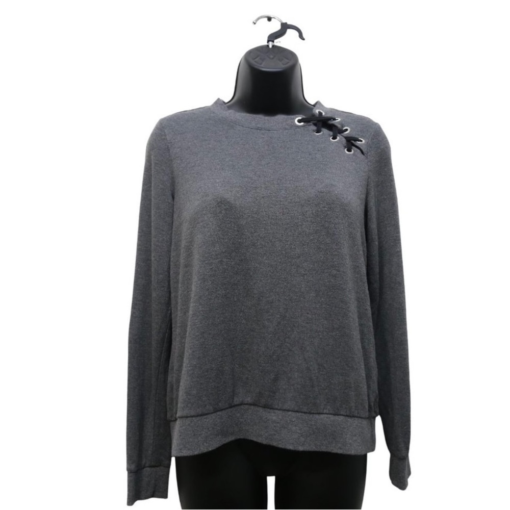 Michael Kors Grey Lace-Up Crewneck Sweater